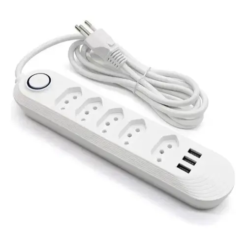 Extensão 5 Tomadas 3 Portas USB Oi-TO119 Branco