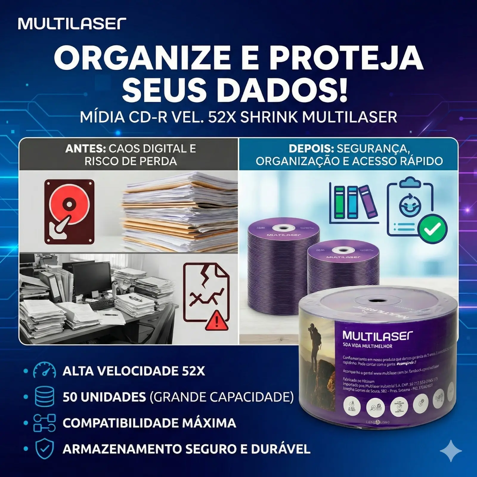 Mídia Cd-R Vel. 52X - 50 Un. Shrink - CD051 - Imagem 4