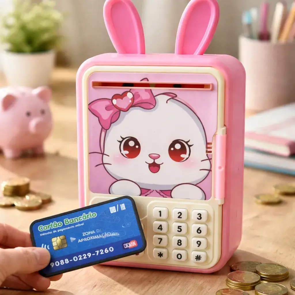Mini Cofrinho Infantil com Senha e Desbloqueio por Impressão Digital COELHO - Imagem 3
