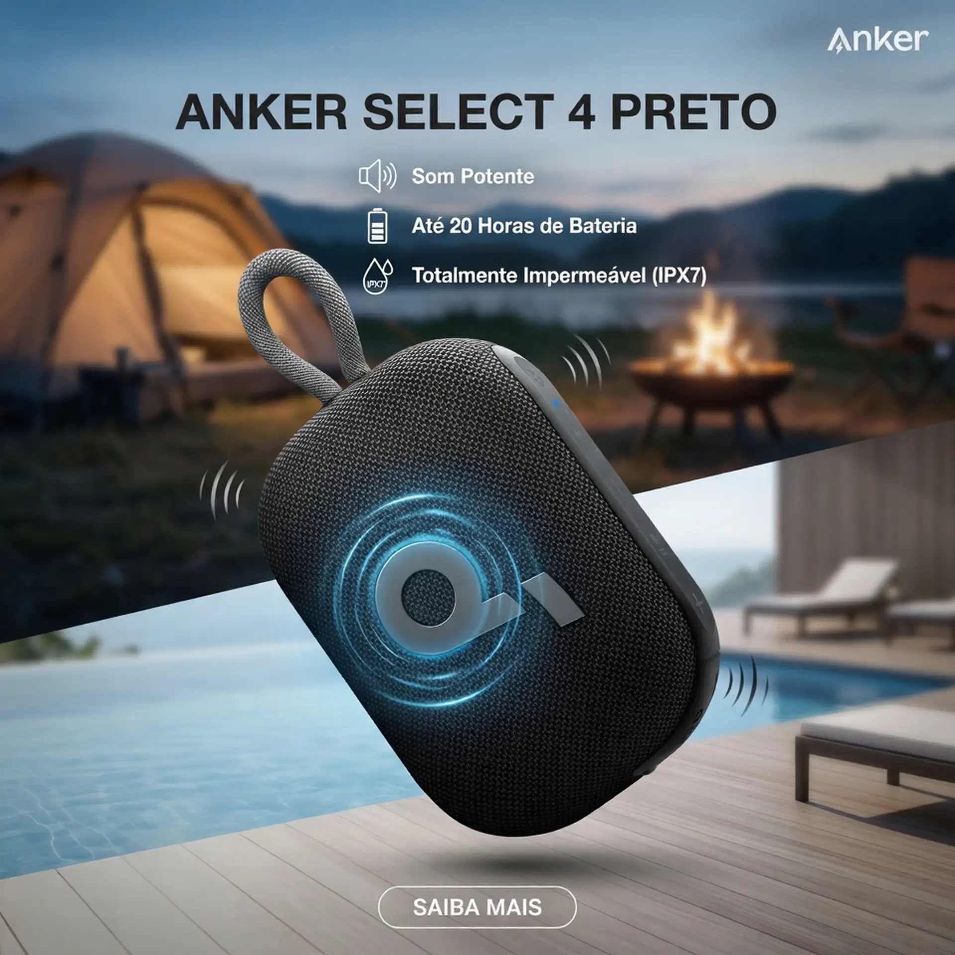 CAIXA DE SOM SELECT 4 PRETO ANKER