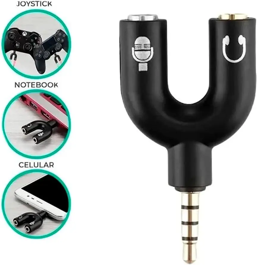 Adaptador Tipo Y Entrada P2 e P3 P Fone de Ouvido Microfone - Imagem 3