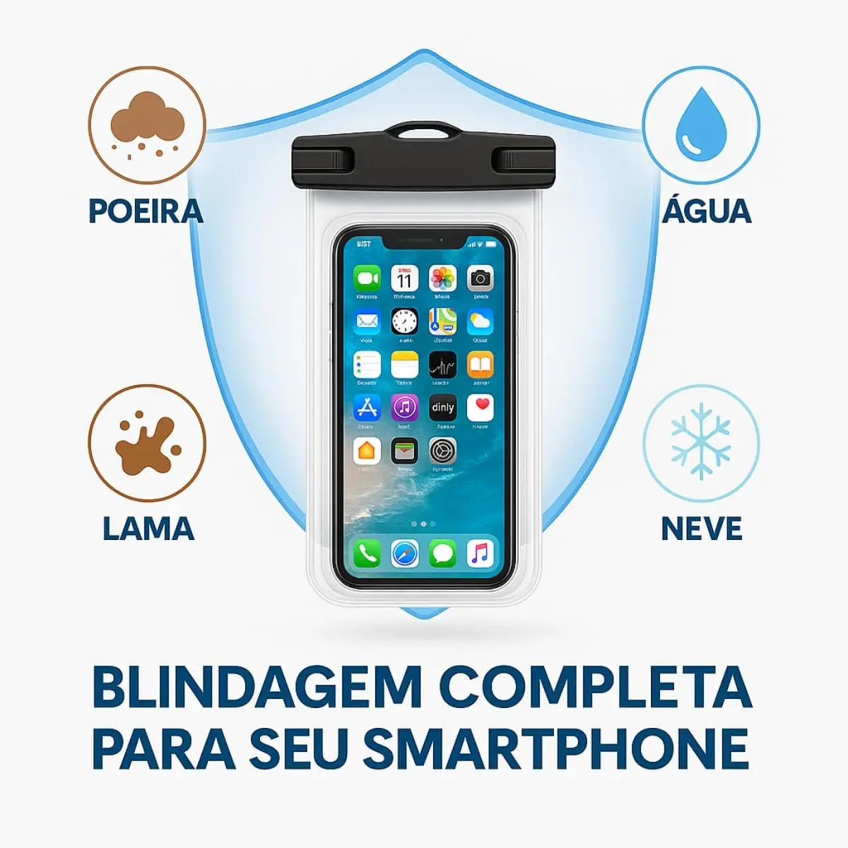 Capa Prova D'Agua Protetora Para Celular B-Max Transparente - Imagem 5