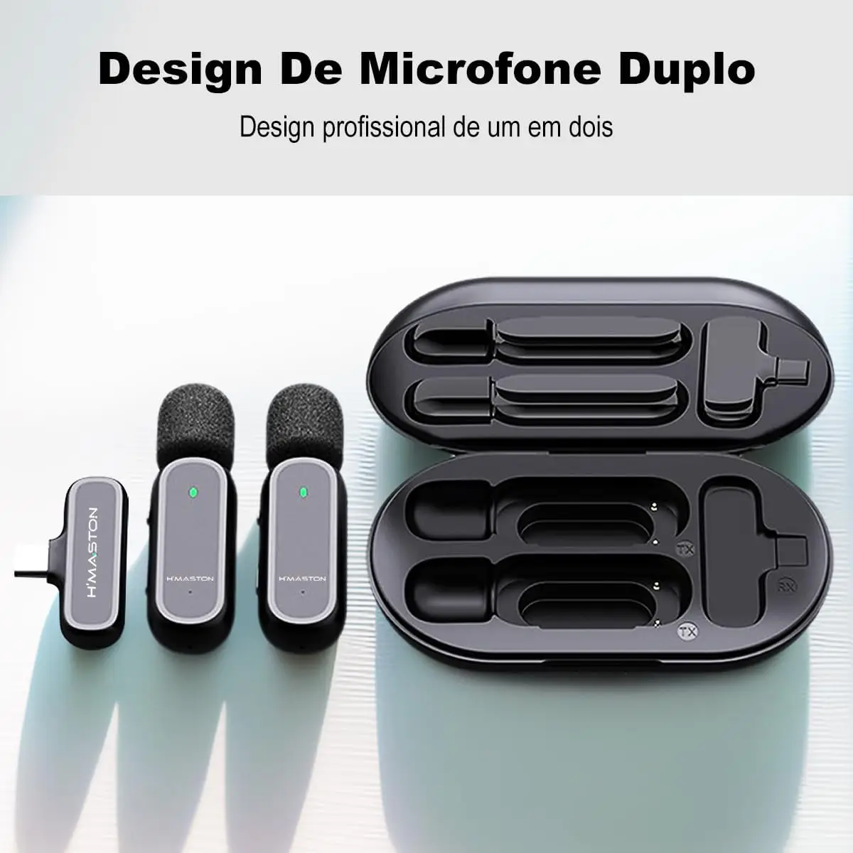 Microfone Lapela Sem Fio H'Maston Tipo C 3 em 1 P Gravação - Imagem 6