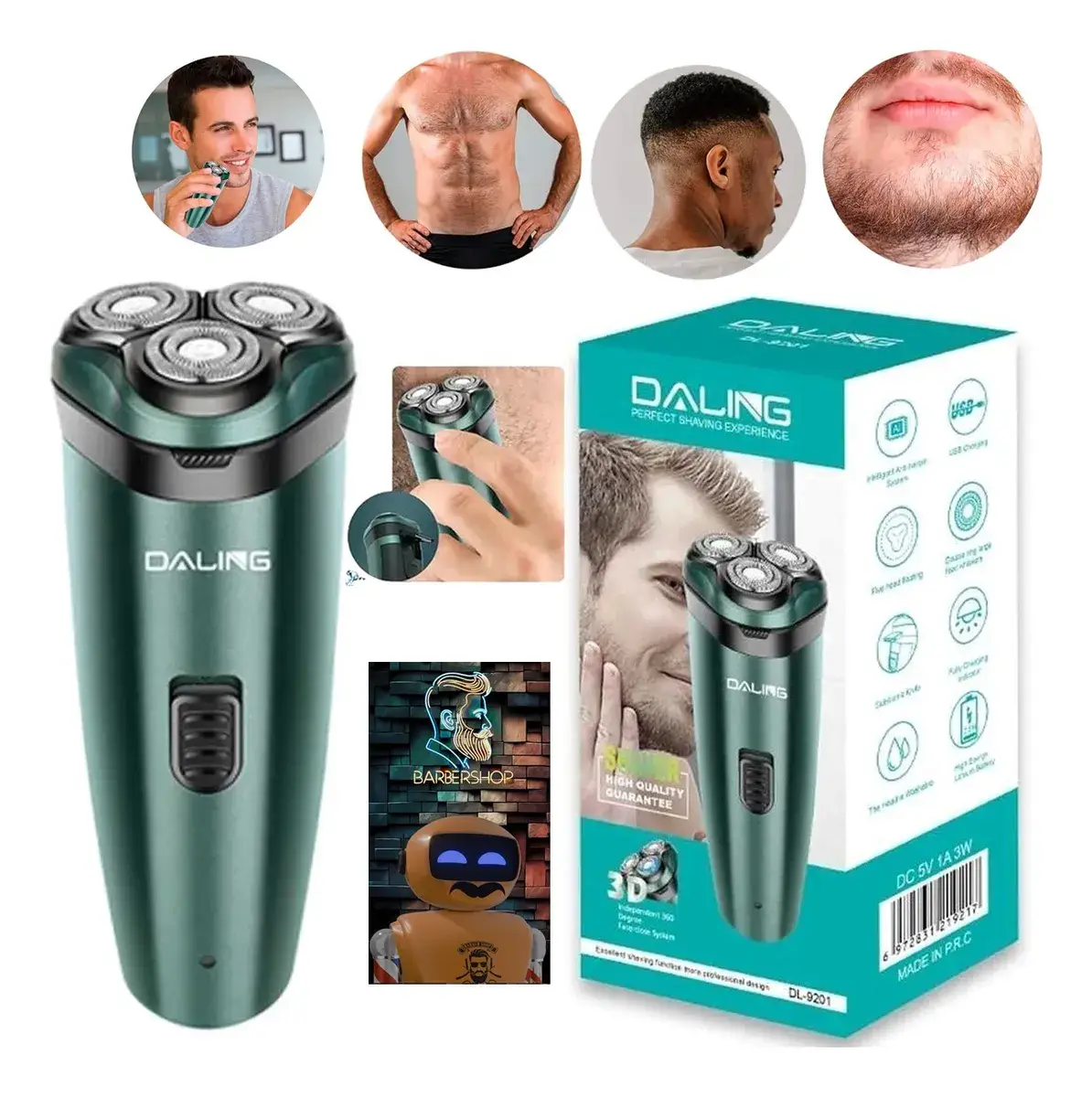 Barbeador Shaver Elétrico Daling DL-9201 Profissional 2 em 1 - Imagem 2