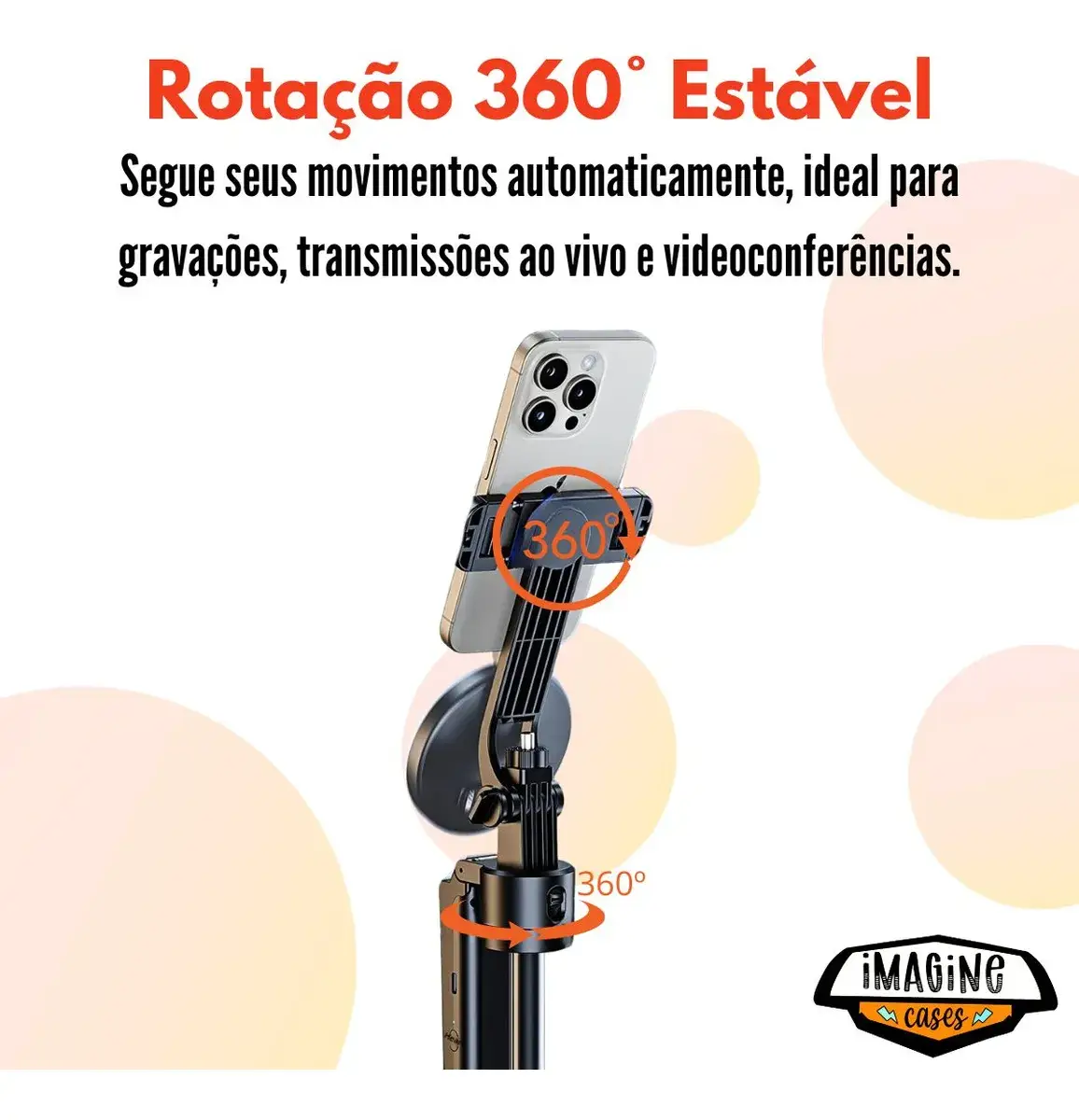 Tripé Estabilizado Facial Câmera Celular Selfie Gimbal Preto - Imagem 3