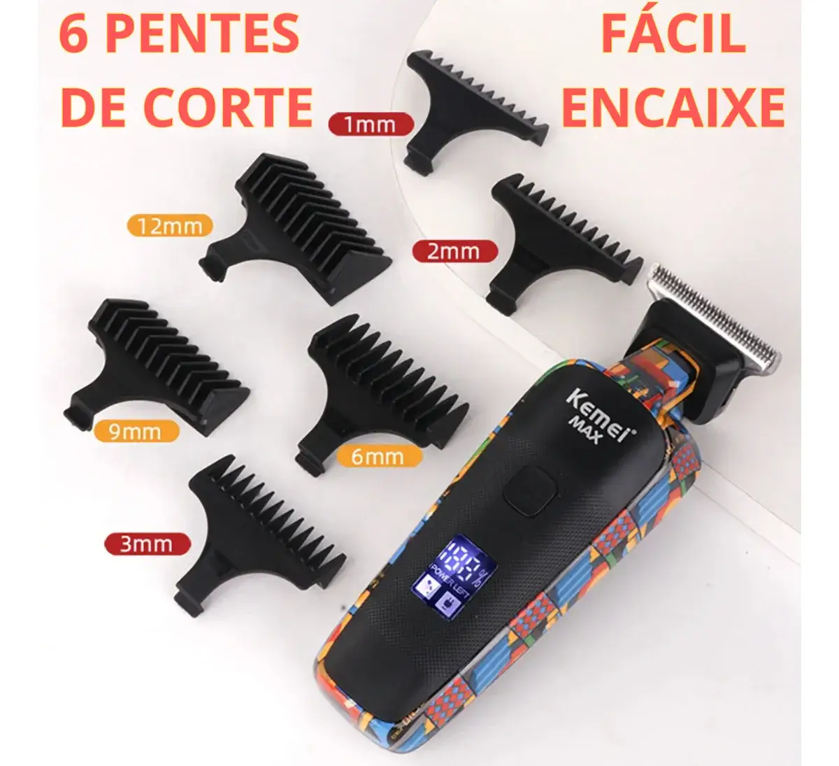 Máquina de Acabamento Cabelo Display Led Kemei Preta MAX5090 - Imagem 2