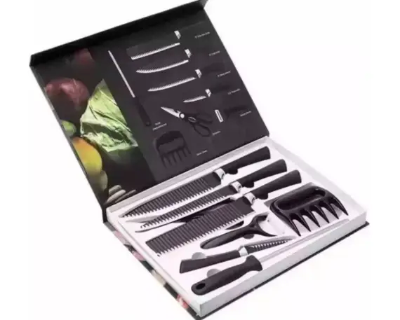 conjunto de facas profissional de 8 pecas Padrao martelado PRETO - Imagem 3