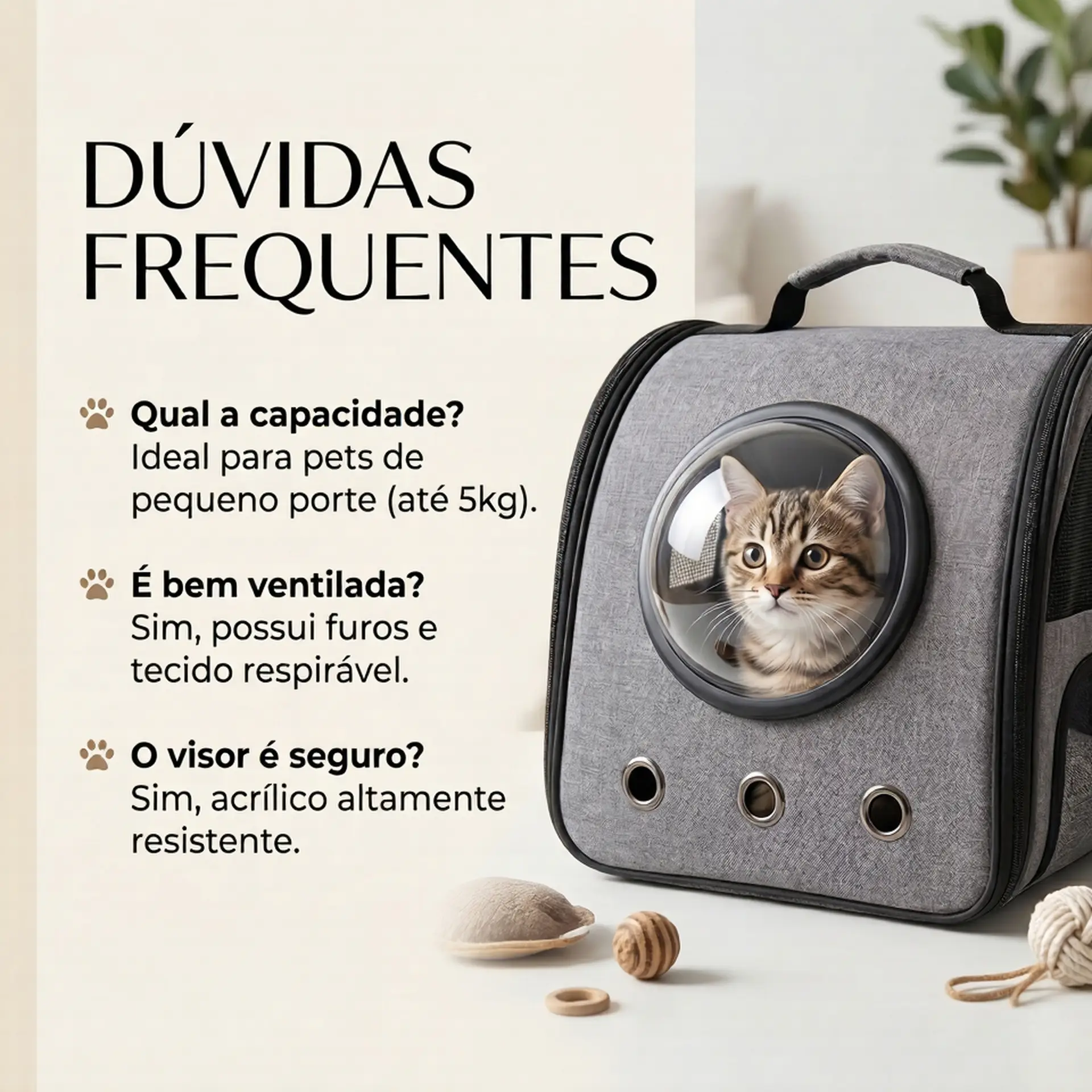 Bolsa de Transporte Pet Premium Grande com Visor de Acrílico - Imagem 5
