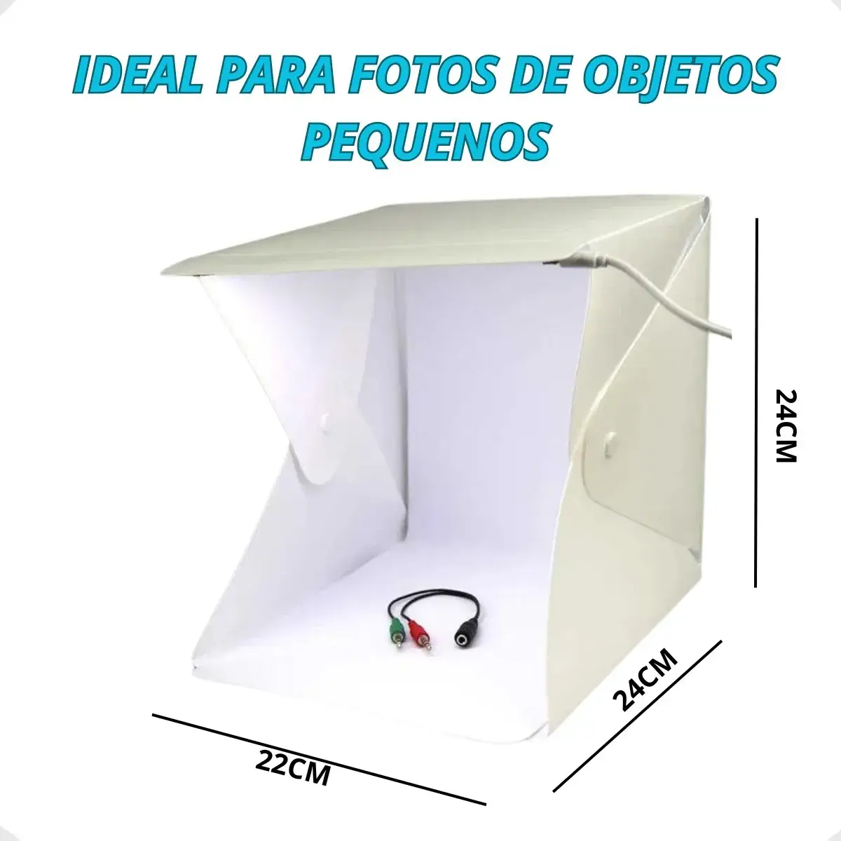 Mini Estúdio Fotográfico Cabine Dobrável 23x24 LED 6 Fundos - Imagem 4