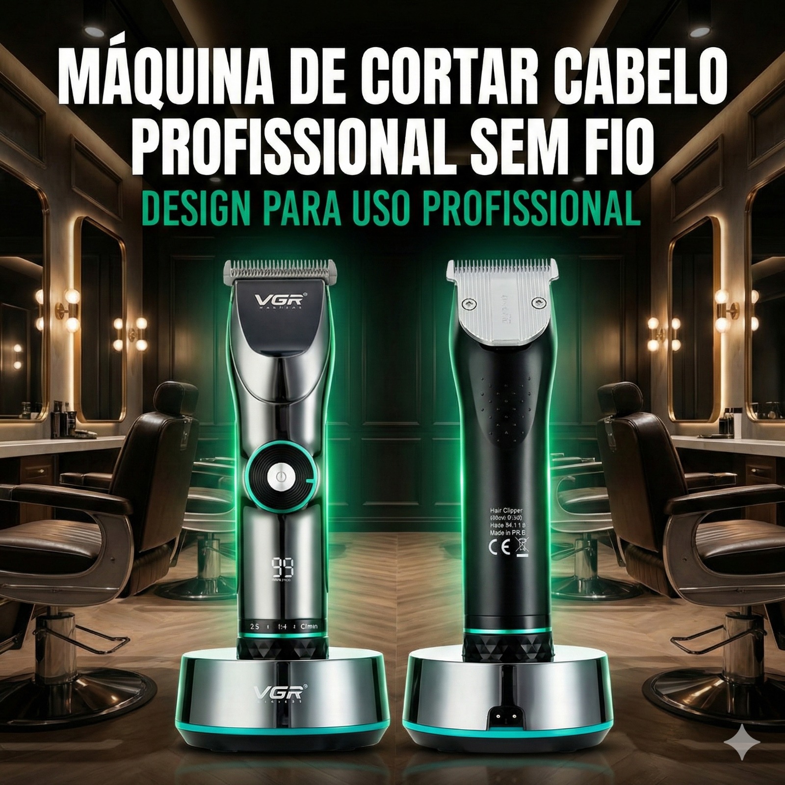 Máquina de Cortar Cabelo Profissional VGR Sem Fio OIV-256 - Imagem 6