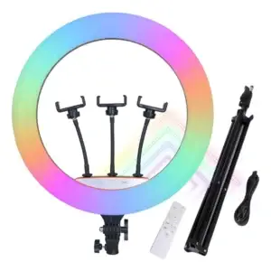 Ring Light LED 18'' RGB 46CM Light Live Tripé Resistente