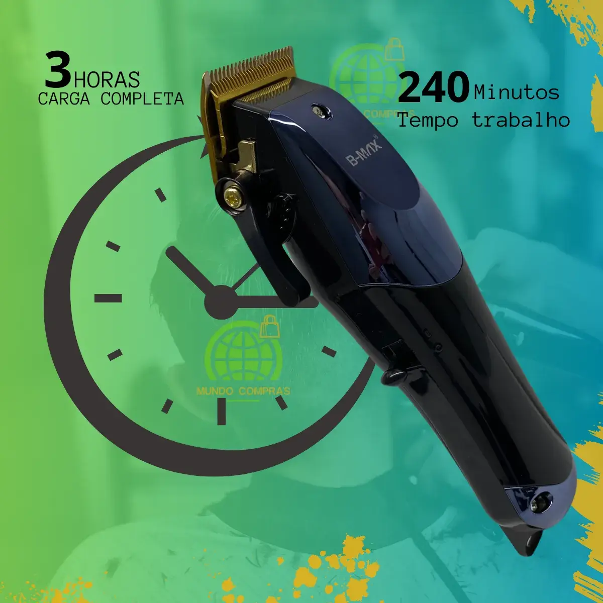 Máquina De Cortar Cabelo Profissional Visor LCD Lâminas Aço - Imagem 6