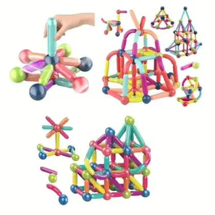 BRINQUEDO INTELIGENCIA COM BARRAS MAGNETICAS 128PC - Imagem 4