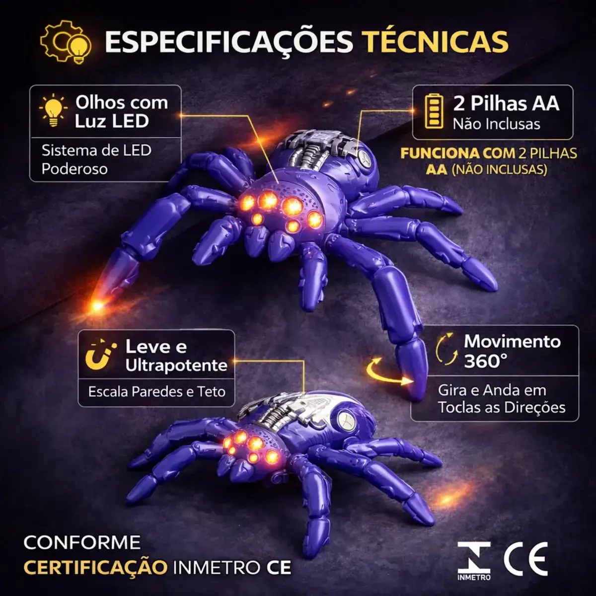 Aranha Controle Remoto Sobe Paredes - Imagem 6