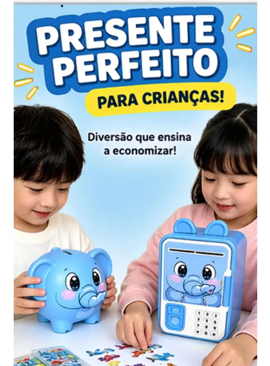 Mini Cofrinho Infantil com Senha e Desbloqueio por Impressão Digital - ELEFANTE - Imagem 6