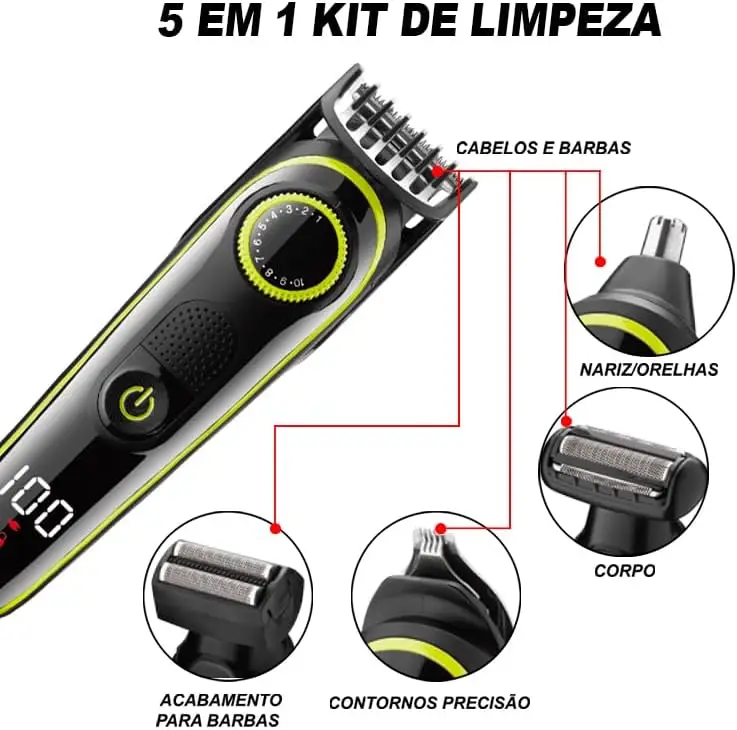 Máquina Aparador de Pelo Multifuncional 5 EM 1 S Fio Bivolt B-MAX - Imagem 3