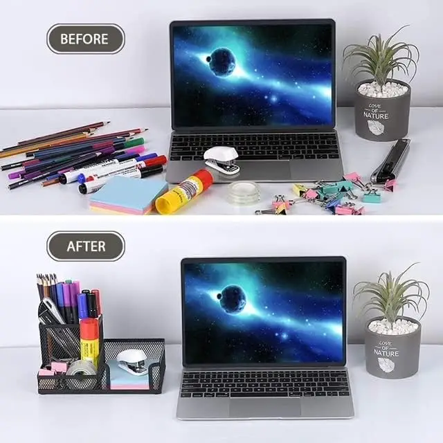 Organizador Mesa Escritório Porta Lápis Caneta de metal - Imagem 2