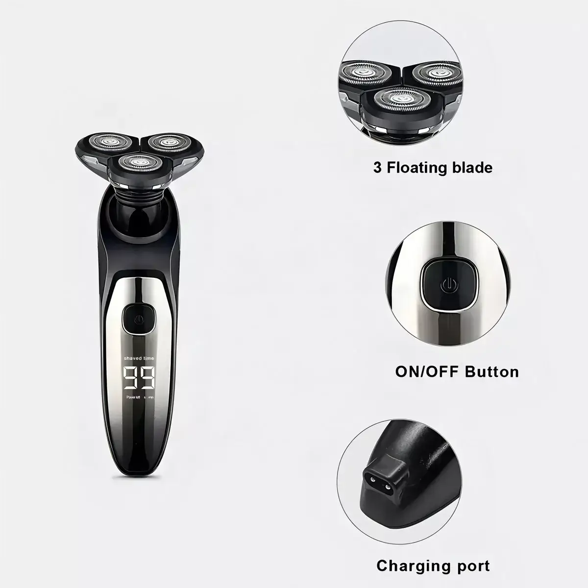Máquina de Barbear Display Digital 3 Rotações Kemei 1524 - Imagem 3