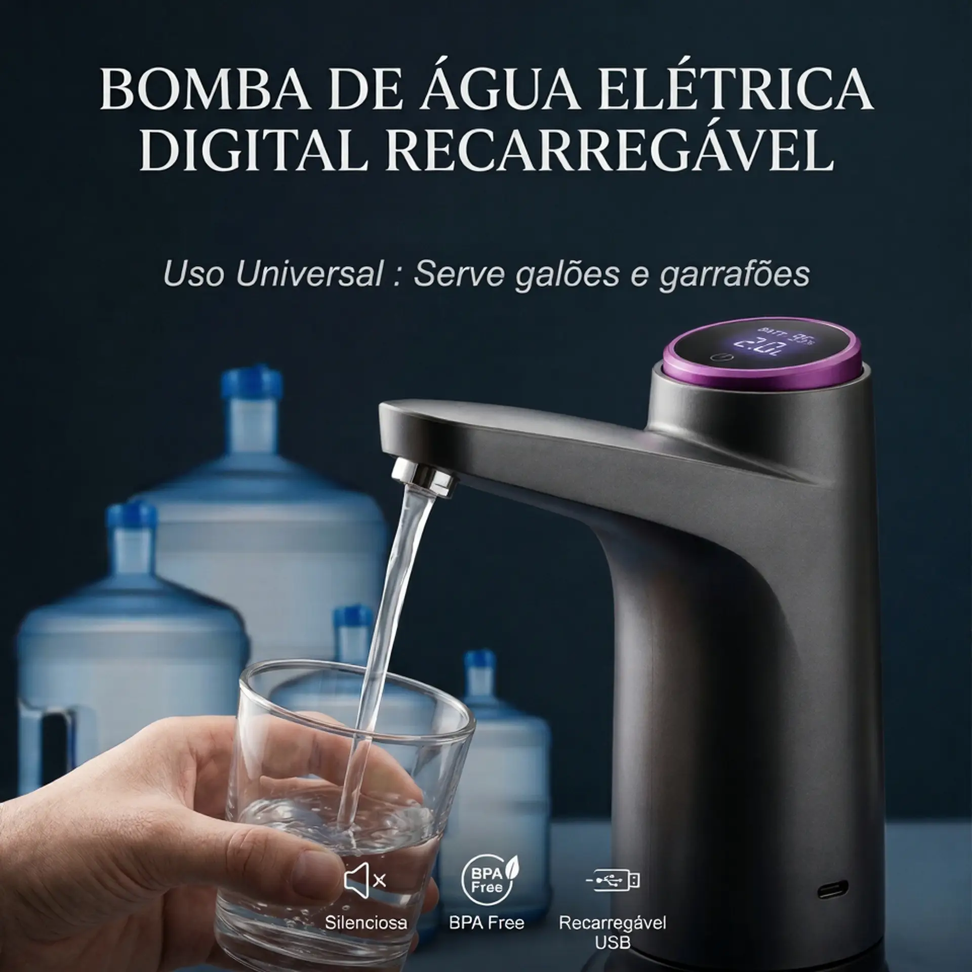 Bomba De Água Elétrica Digital Recarregável XYJ-929