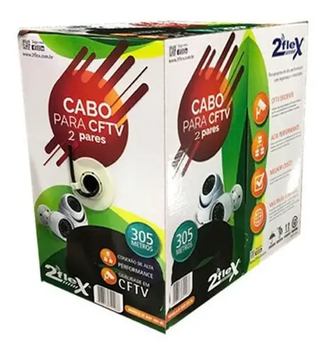Cabo de Rede para Cftv 2 Pares 305 M Preto 2flex
